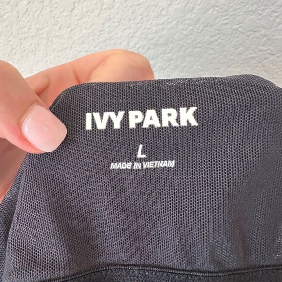 Ivy Park Black One Piece Swimsuit Bodysuit Mesh Cutouts Cross Back Size L EUC - Picture 8 of 9